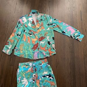 Karen Mahon pajamas size XS Animal Teal